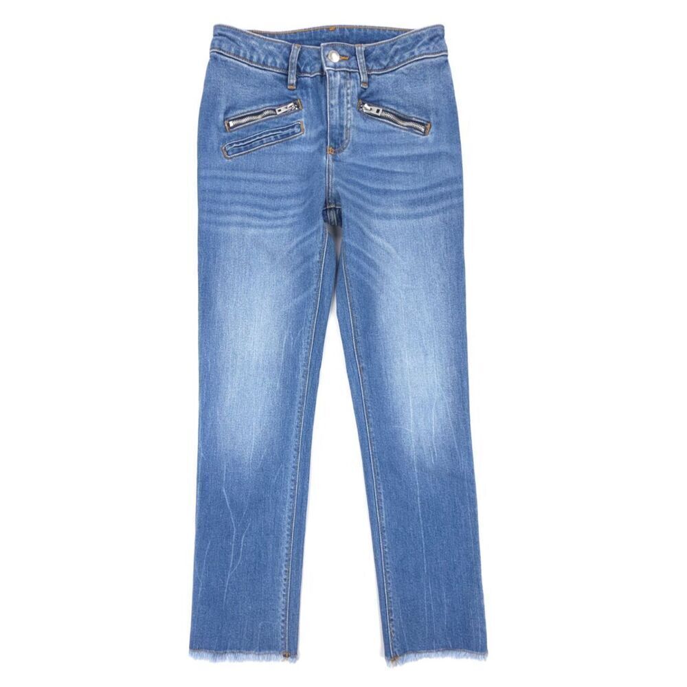 ZADIG & VOLTAIRE Ava Jeans Slim Raw Hem Denim Moto Boho 90s Y2k Grunge Edgy